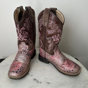 SHYANNE GIRLS ARIA FAUX LEATHER WESTERN COWBOY BOOTS - SQUARE TOE COWGIRL SZ 11